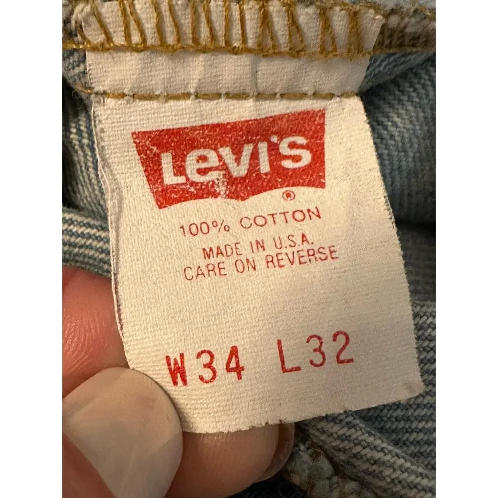 Vintage Levi’s 350 Orange Tab Jeans Made in USA Light Stone Wash Tag 34x32 Rare